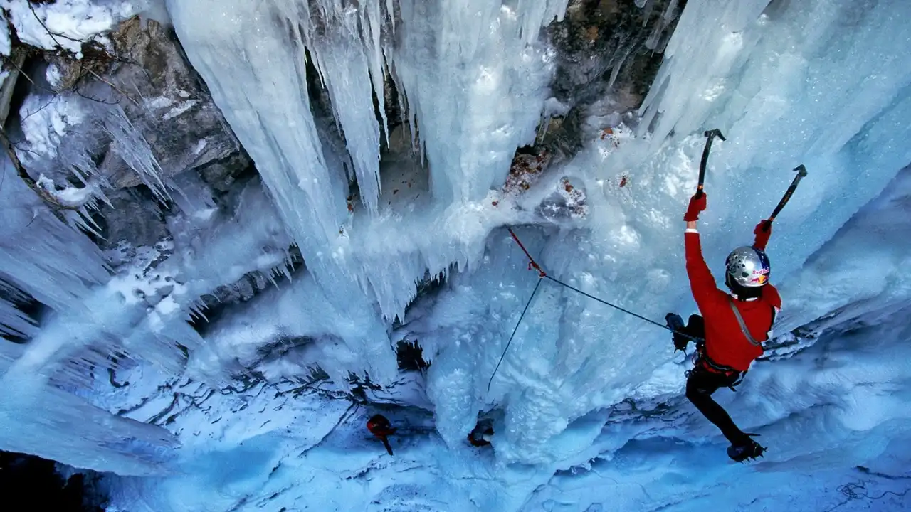 Close up on a plate of mashed potatoes, topped with baked pork chops with cream of mushroom soup, and a side of green beans.